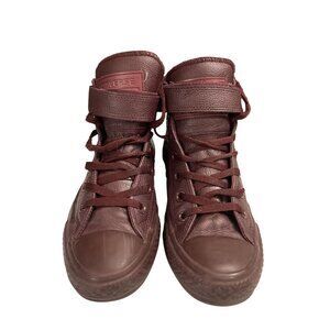 Converse Womens size 6.5 Maroon leather  Lace-Up Hi-Top Sneakers shoes